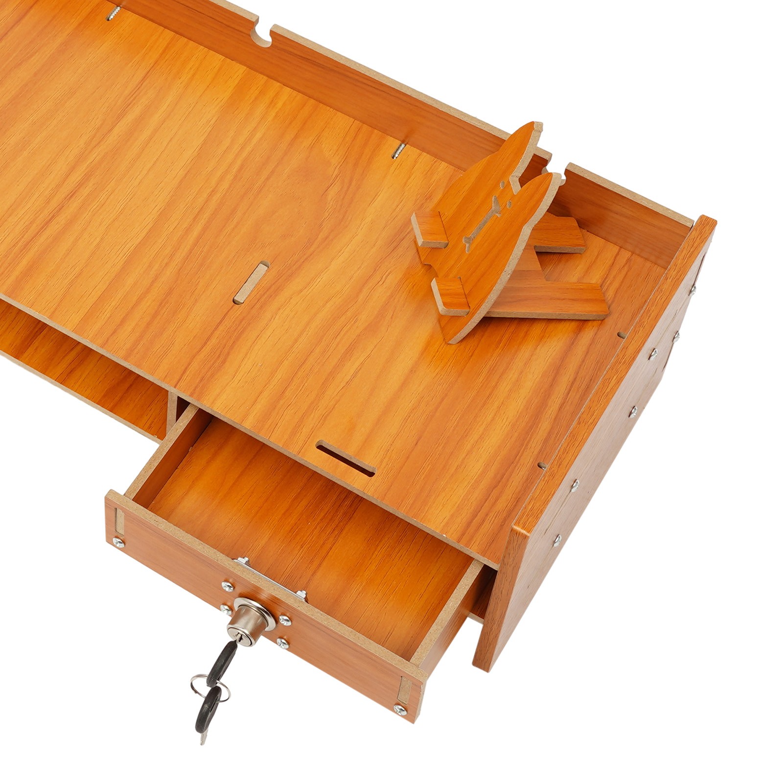Wood Desk Organizer Office Home Computer Monitor Stand Holder Desktop Storage