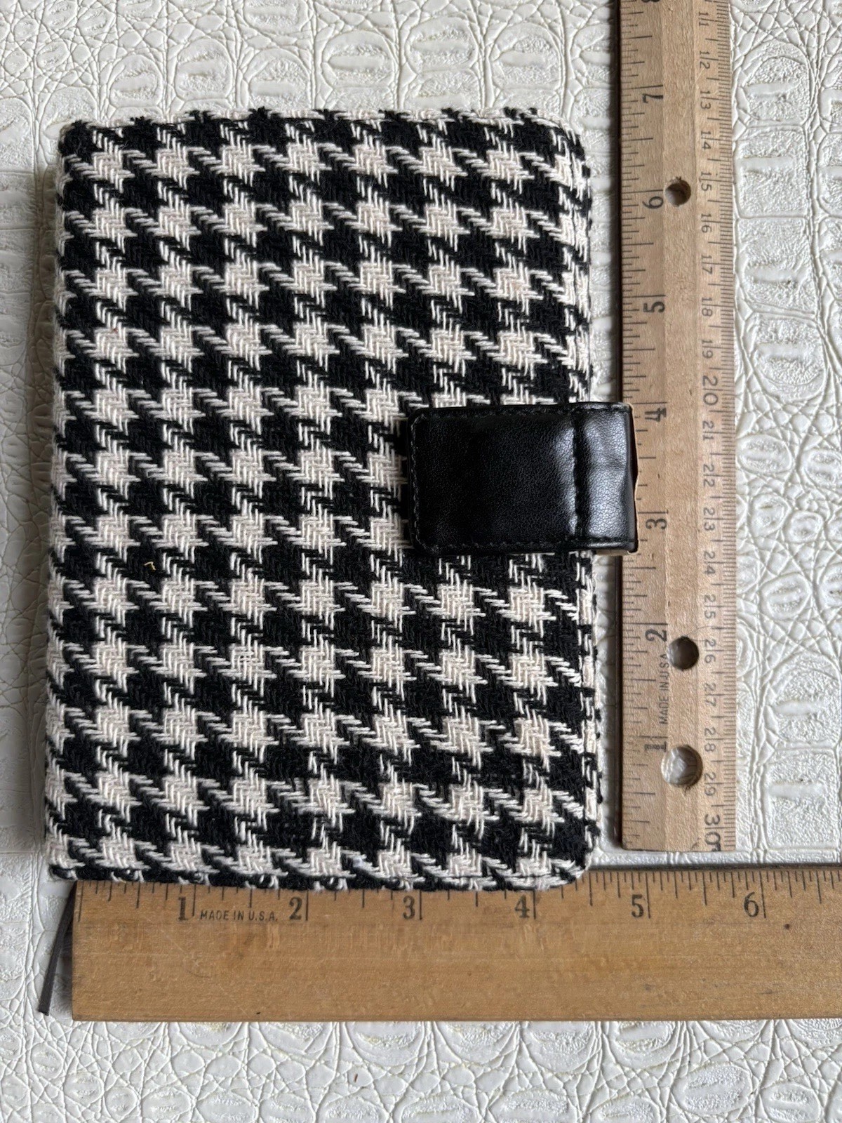 Mini Journal Planner Cover Houndstooth Check Black White Datebook Agenda A6 Size