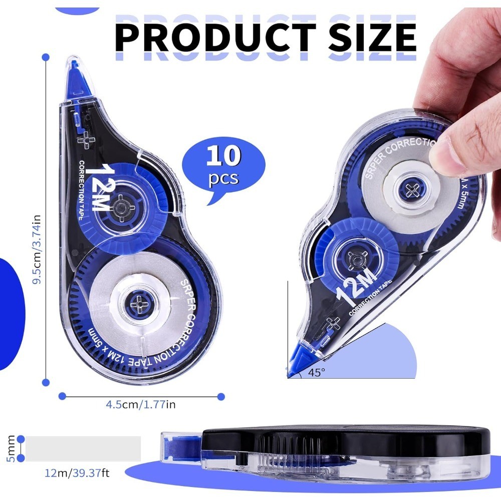 Easy to Use Correction Tape 10 Pack with Applicator for Instant Corrections 39