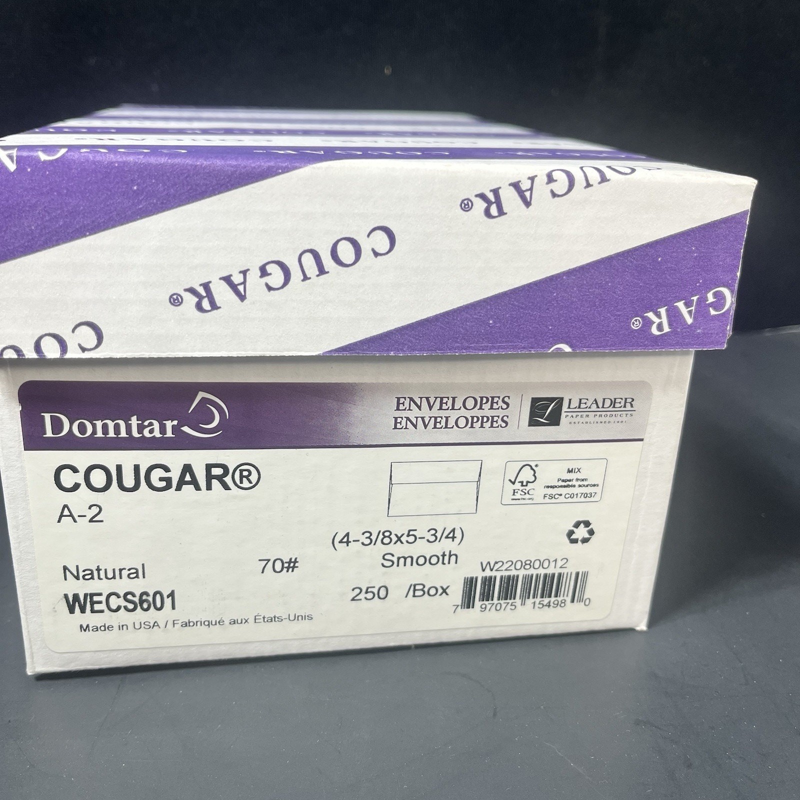 Cougar Natural A2 Envelopes 250 pk for Invitation 70lb WECS601 4-3/8×5-3/4 BOX