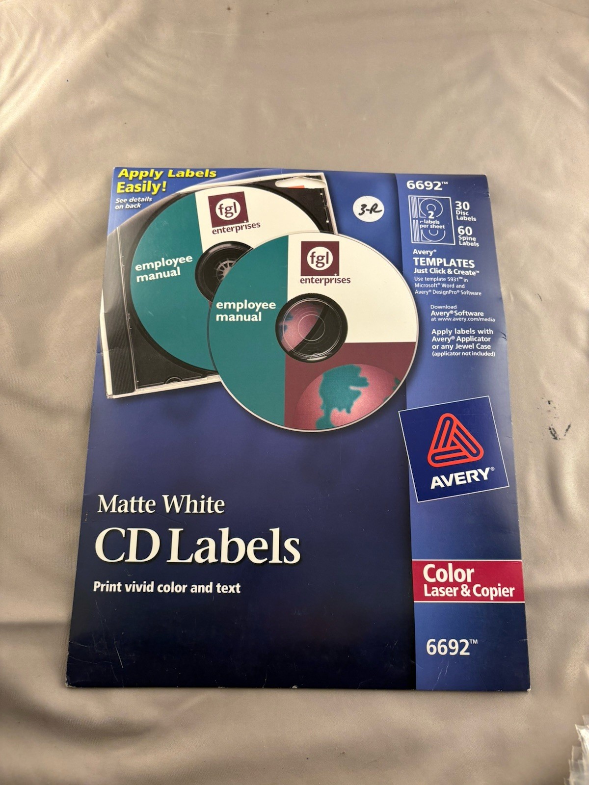 Avery CD Labels Matte White 30 Pack 6692 Color Laser & Copier