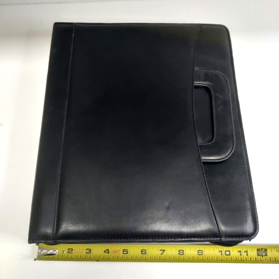 Franklin Planner Leather Nylon Padfolio Organizer w/Handles Black 7 Ring 13 x 11