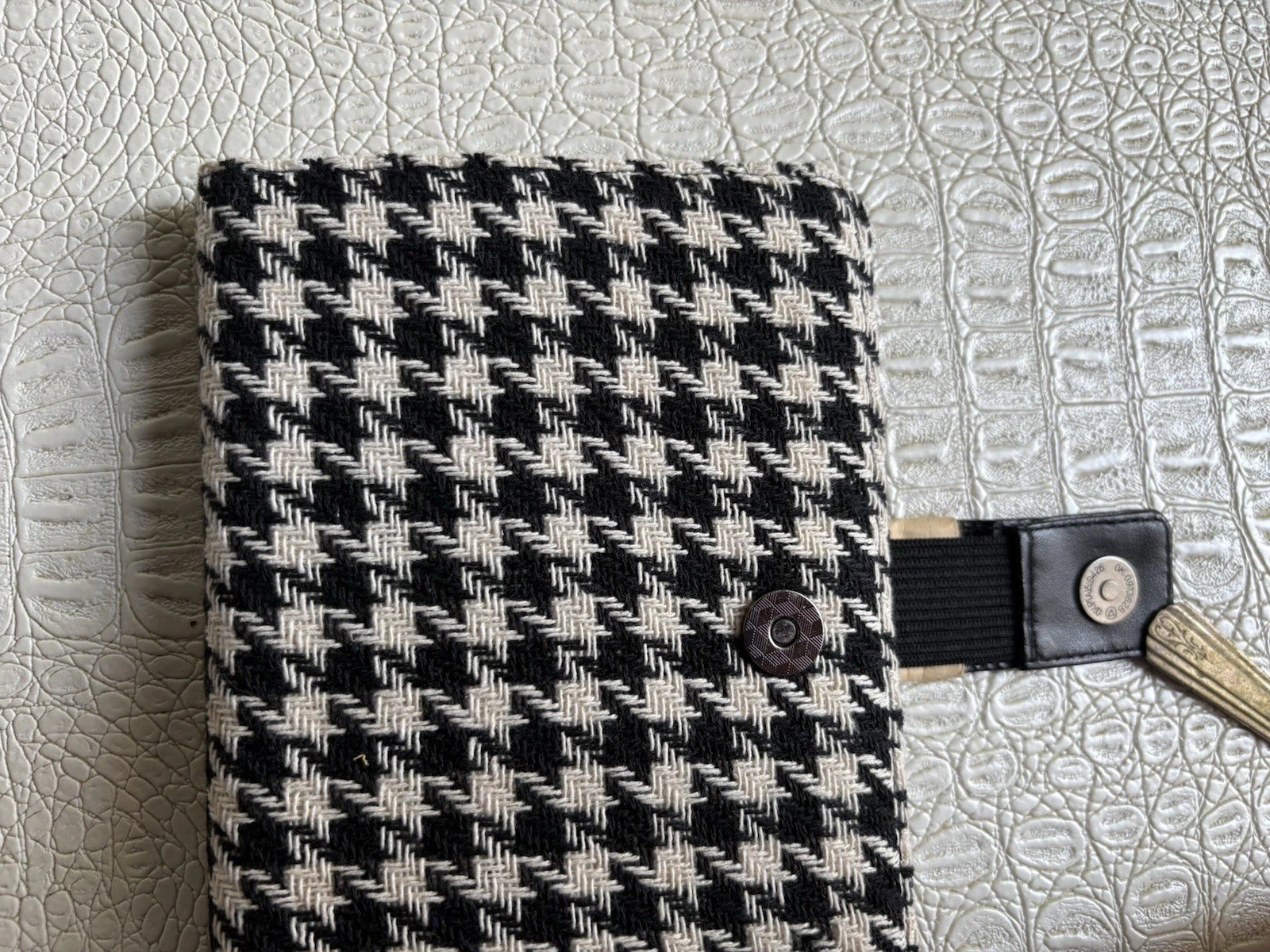 Mini Journal Planner Cover Houndstooth Check Black White Datebook Agenda A6 Size