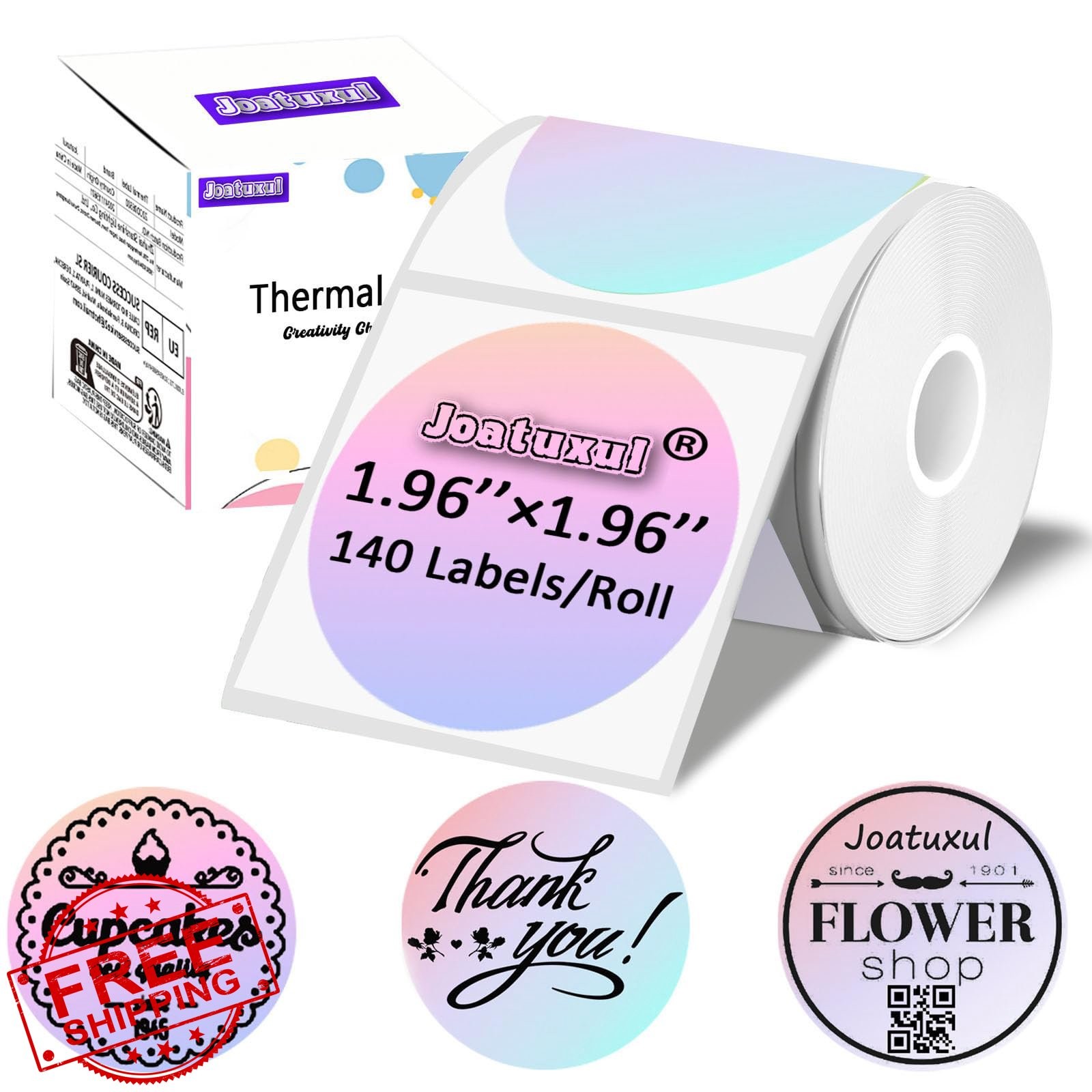 Joatuxul Round Purple Thermal Labels
