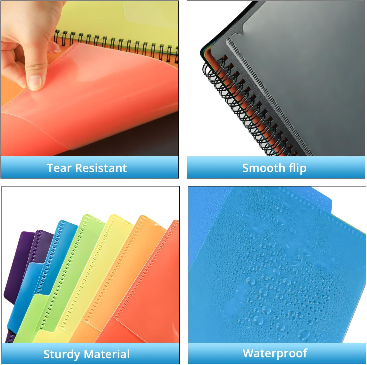 Multi-Color 12 Pocket Plastic Folder Binder with Dividers for Office and School
