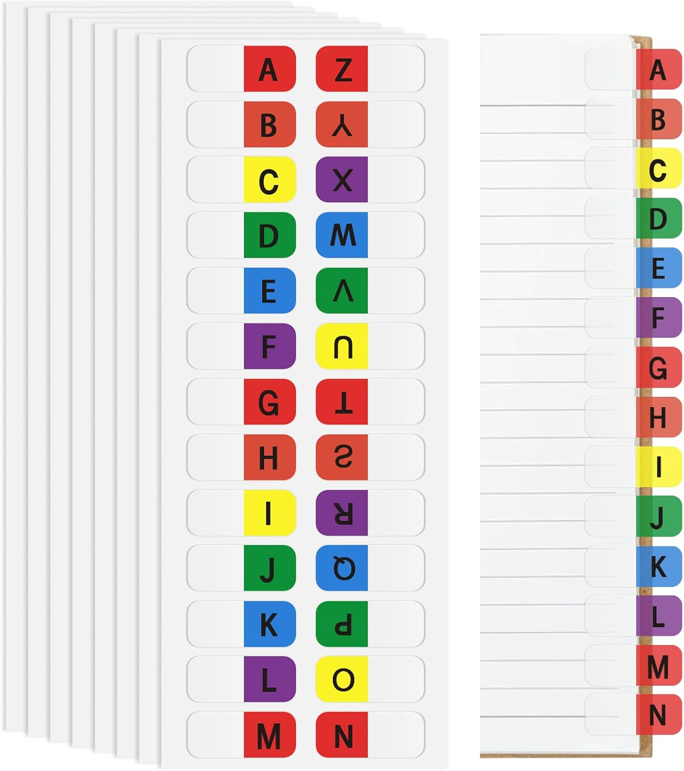 A-Z Sticky Alphabet Tabs, Colorful Self-Adhesive Letter Index Tabs for Notebook,
