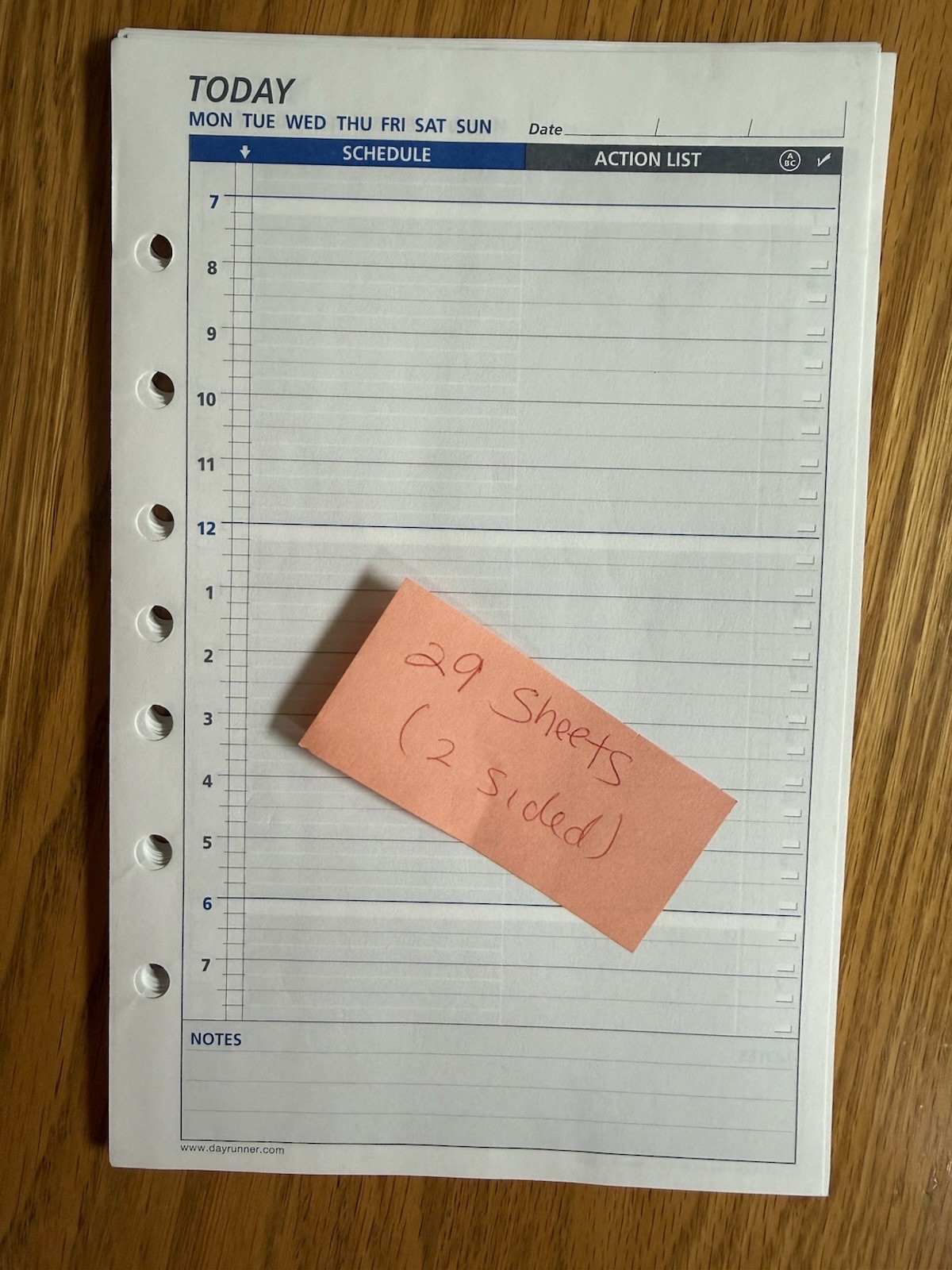 Vtg Day Runner Refill Pages Daily Weekly Calendar Notes 7 Ring Plastic Holders