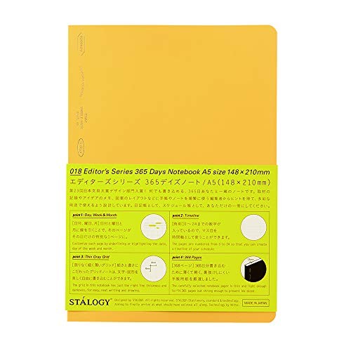 Yellow A5 365 Days Blank Notebook Journal Schedule Memo 8.3×5.8 inches