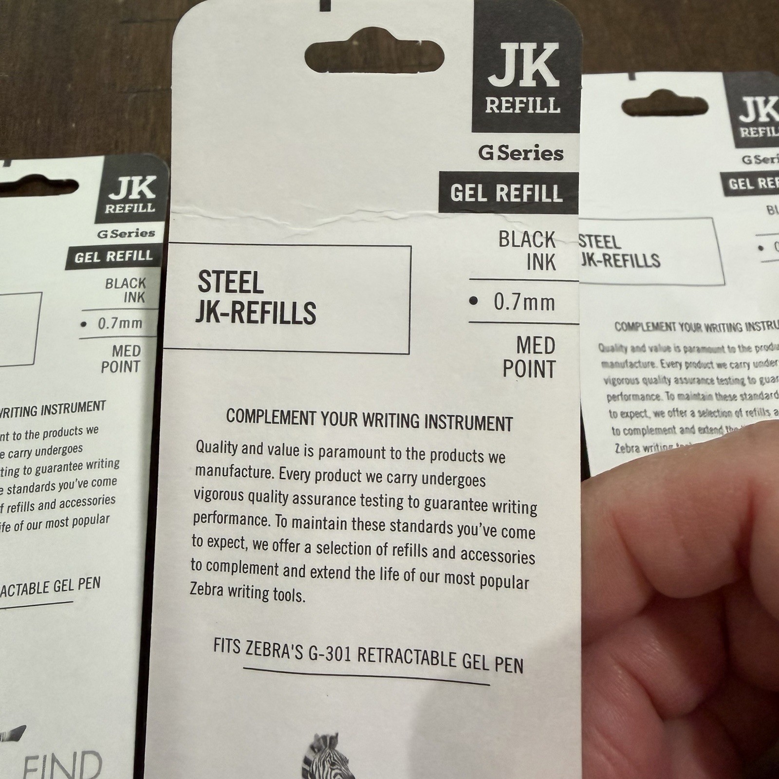 5 Packs of 2 Zebra Steel JK Refills Black Gel Ink Medium Point 0.7 mm Fits G-301