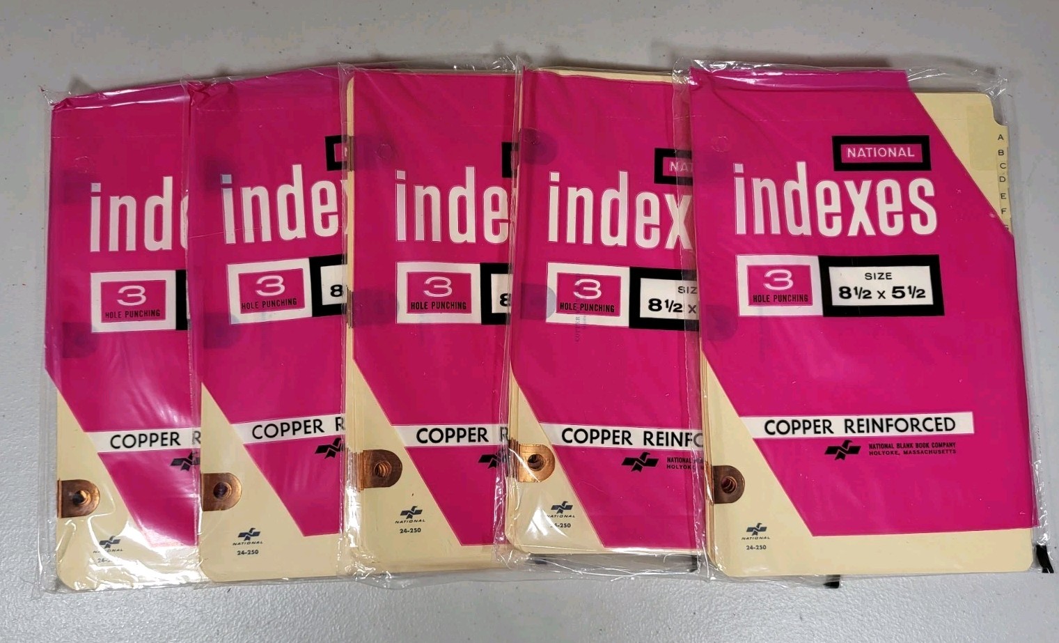 (5) Copper Reinforced Index Dividers National 3 Hole Punch A-Z 11 x 8 1/2″