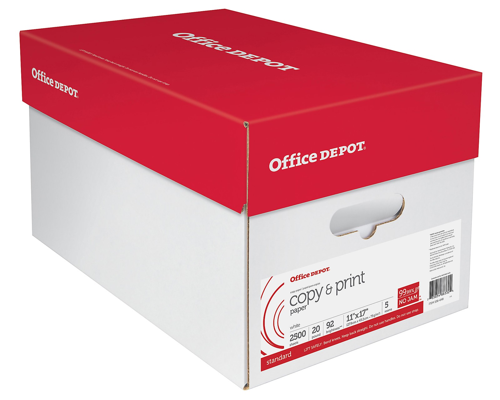 Office Depot Printer & Copy Paper, 5 Reams, White, Ledger 11″ x 17″, 2500 Sheet