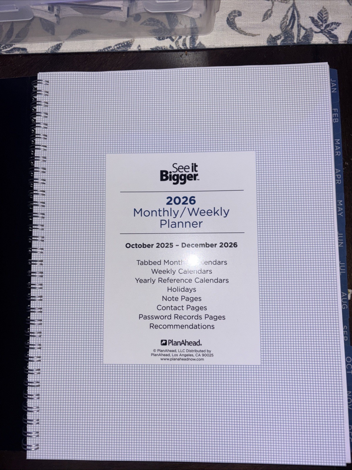 See It Bigger NEW 2026 Planner Contacts 9×11″ 890576 Black Grid Cover