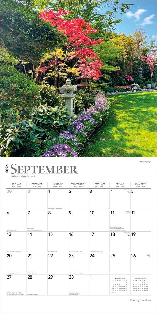 Country Gardens | 2026 12×24″ (Hanging) Square Wall Calendar | Plastic-Free