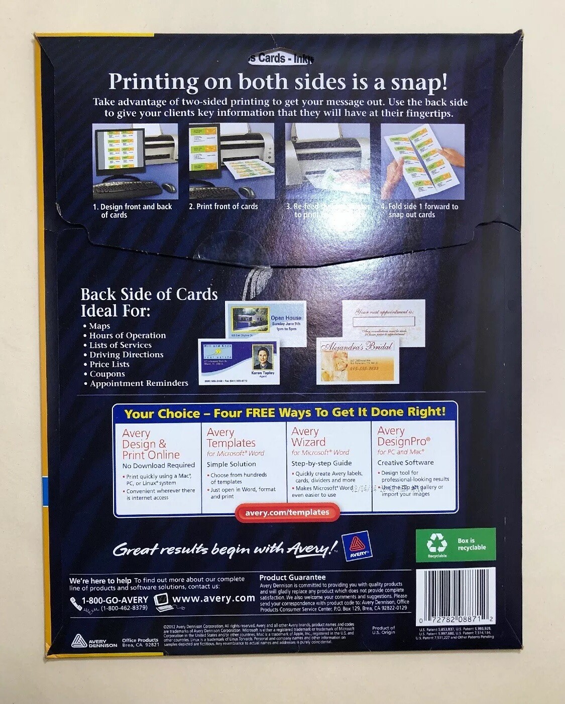 Avery Clean Edge Business Cards Inkjet White 8871 /2×3-1/2, Open Box, 160 Left