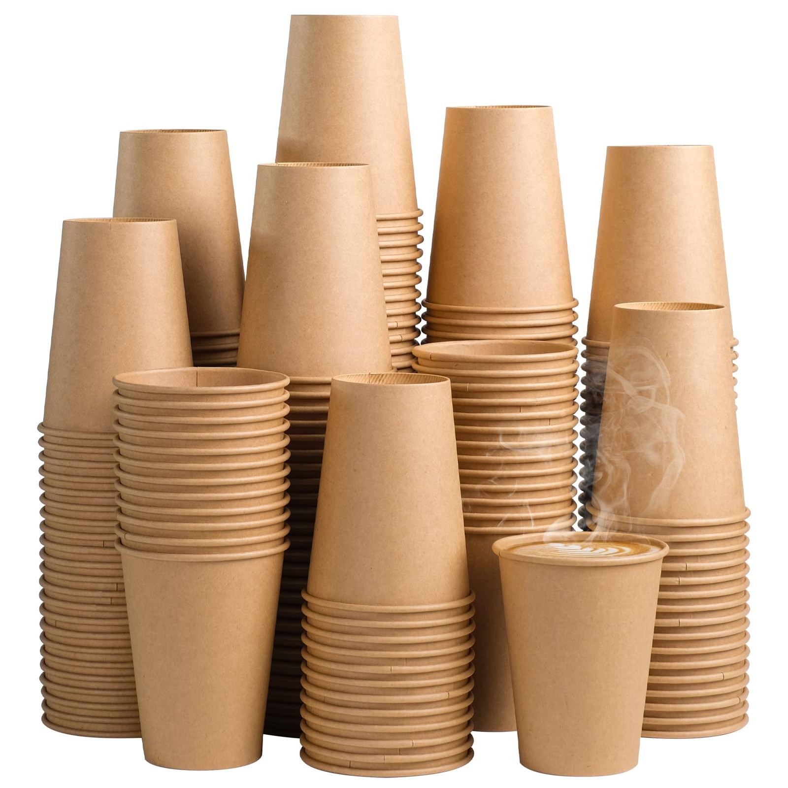SIUQ 300 Pack 12 oz Kraft Paper Cups, Unbleached Disposable 8 oz,