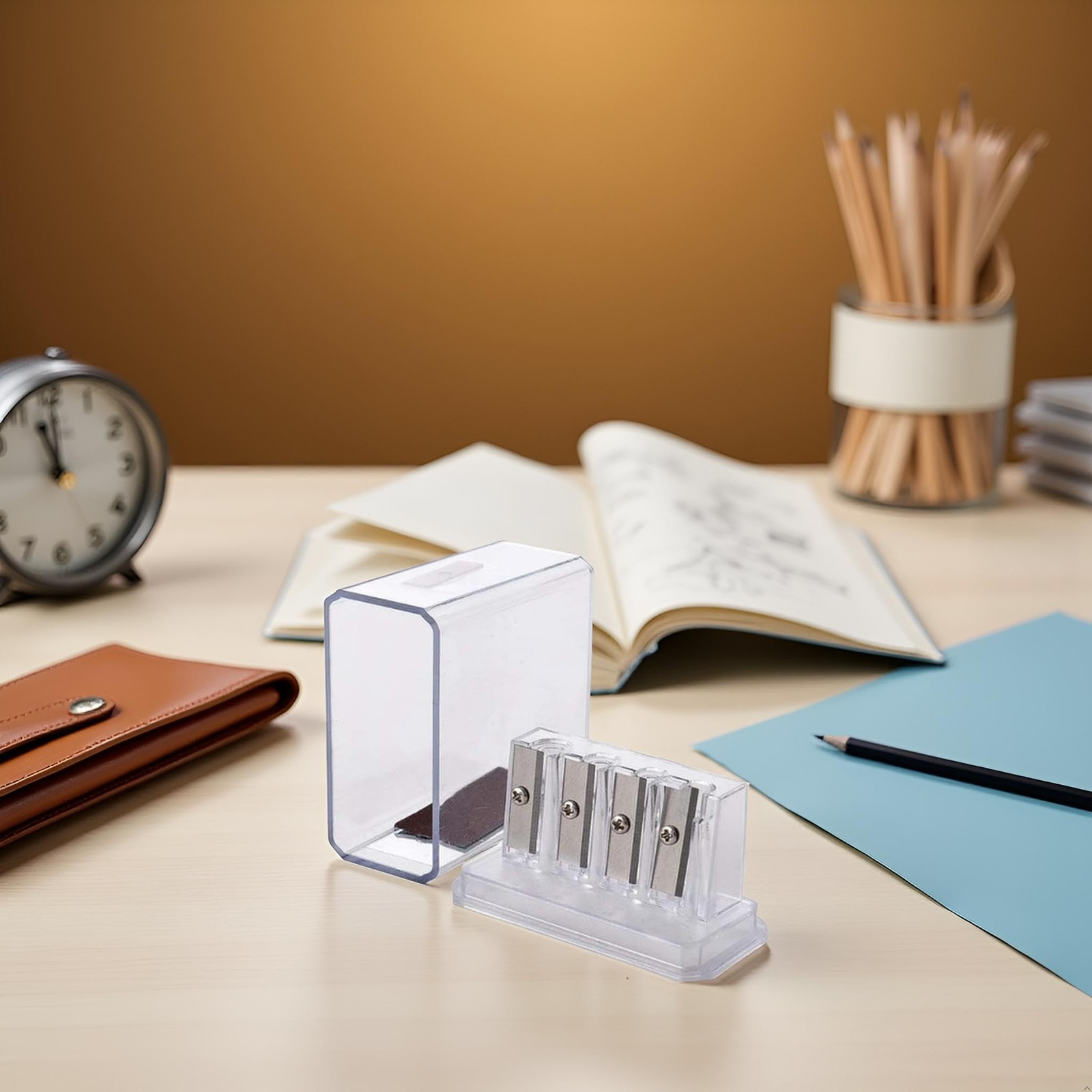 1 PCS Transparent 4 Holes Charcoal Pencil Sharpener Long Point Carpenter Art