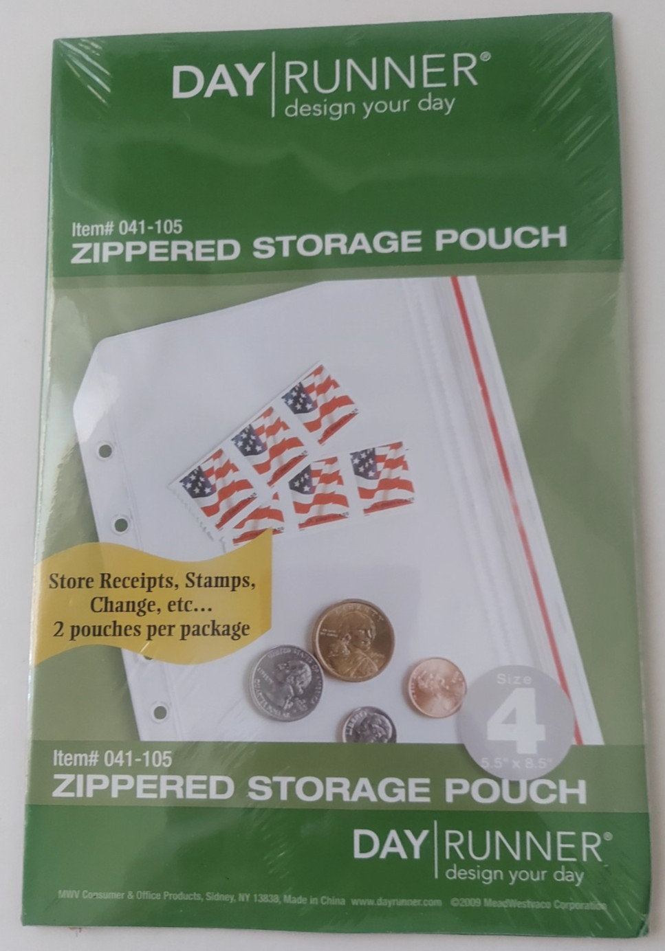 Dayrunner Day Runner zipper zippered storage pouch 041-105 7 ring 2 per pack
