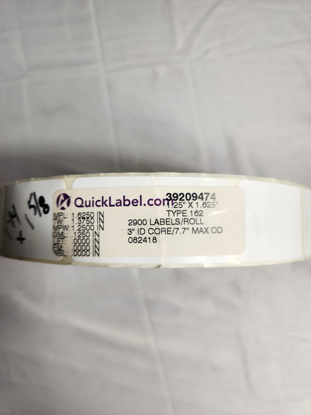 1.25″ x 1.625″ Type 162 2900 Labels/Roll 3″ ID Core/7.7″ Max OD