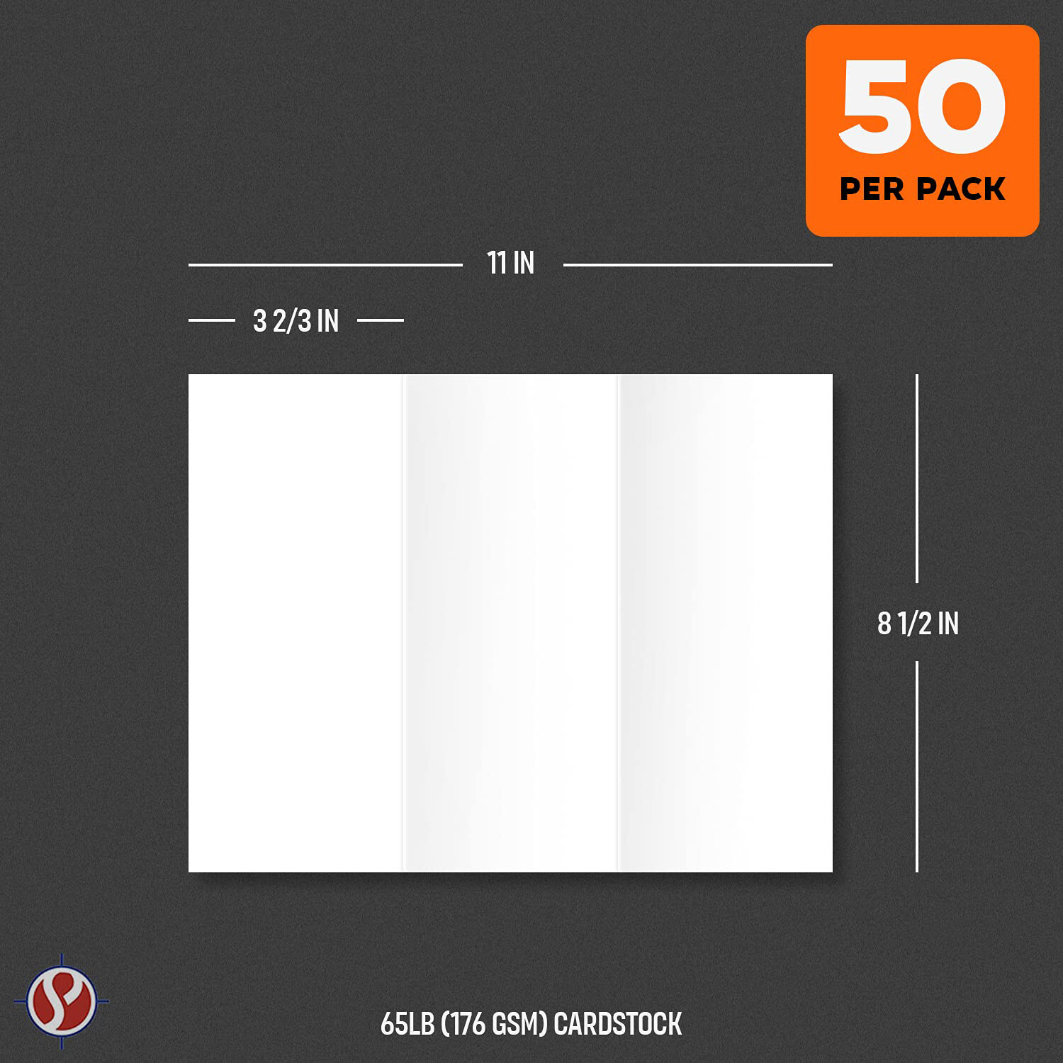 Blank Bright White Tri-fold Brochure Cardstock, Pre-Scored, 65lb Cover, 50 Qty