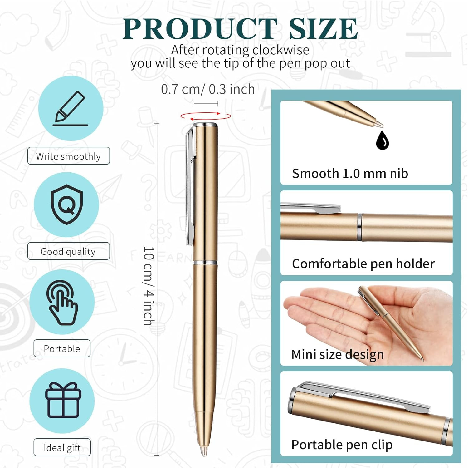36 Pcs Small Ballpoint Pen Mini Pens Bulk 4 Inch Short Tiny Small Writing Tool B