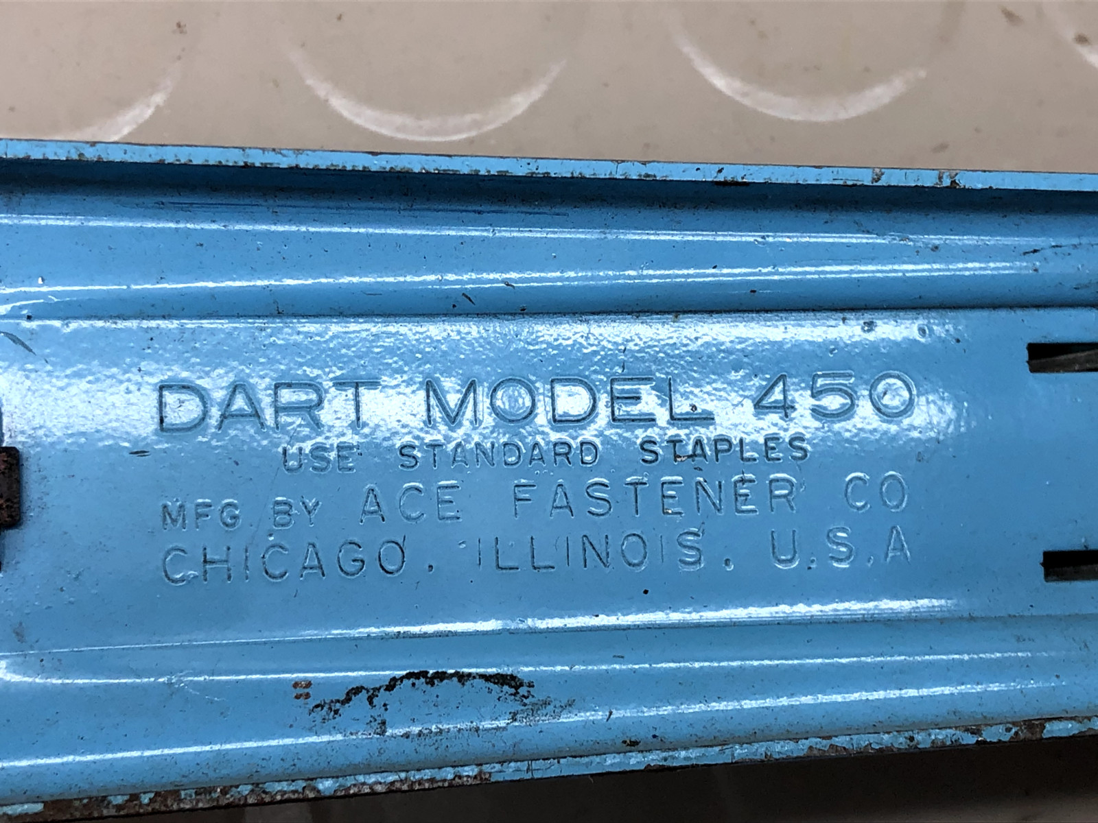 Vintage Dart Model 450 Blue Heavy Duty Stapler Ace Fastener Co. WORKS