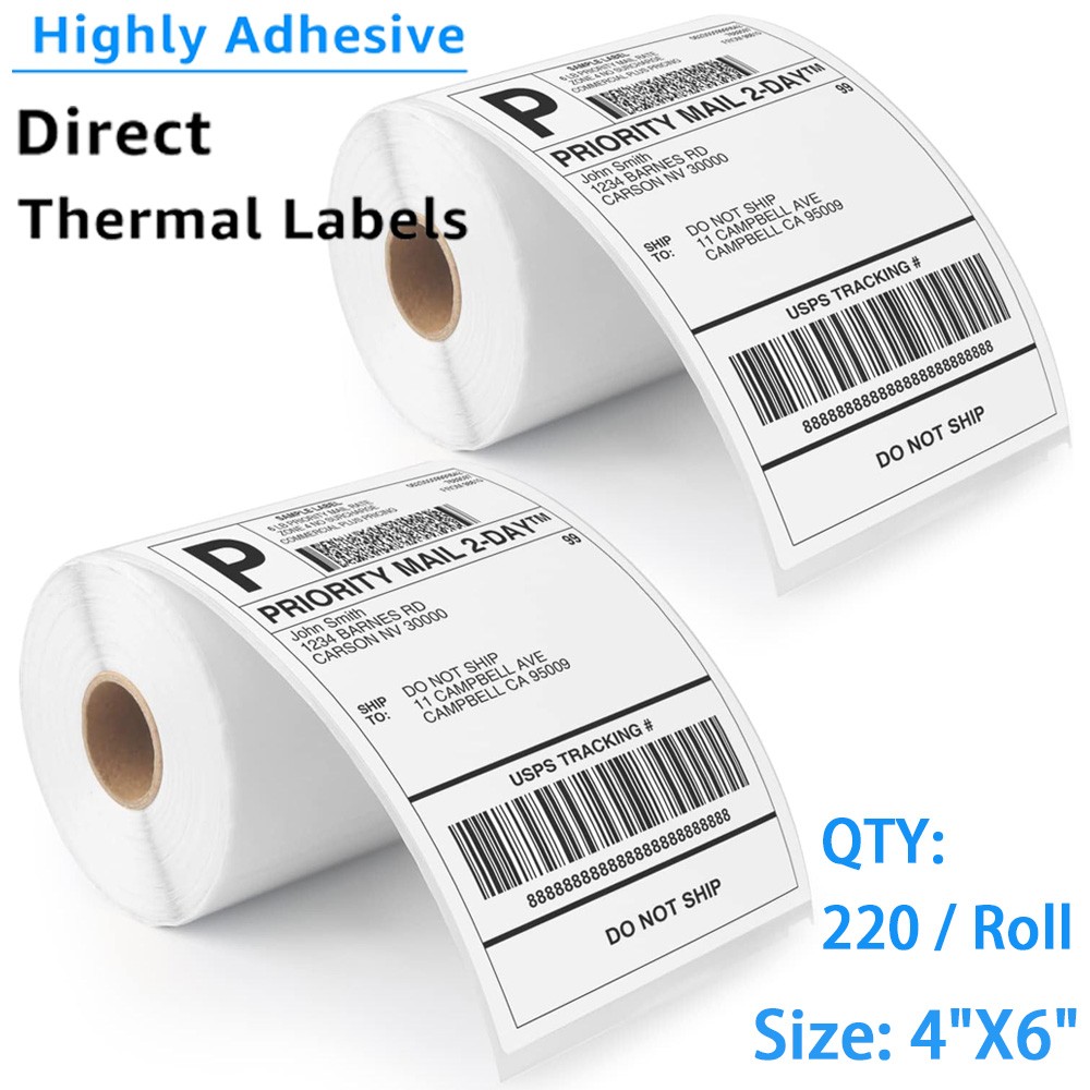 4″x6″ Direct Thermal Shipping Labels for 1744907 DYMO 4XL Printer 220 Per Roll