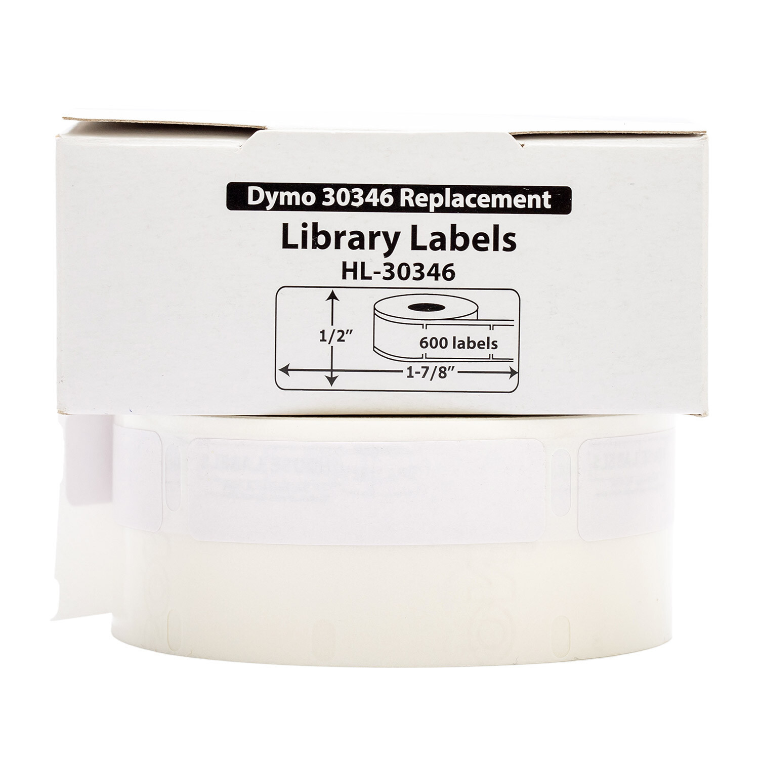 24 Rolls, 600 labels per roll Dymo Compatible 30346 Library Labels 1/2”x1-7/8″