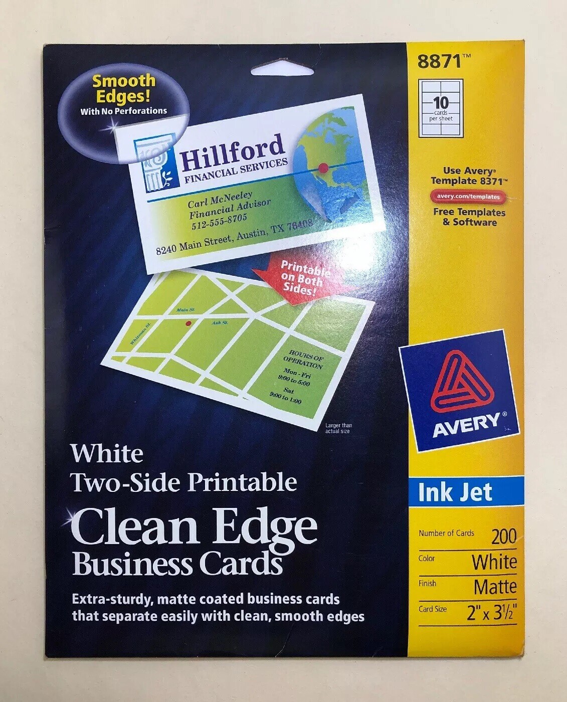 Avery Clean Edge Business Cards Inkjet White 8871 /2×3-1/2, Open Box, 160 Left