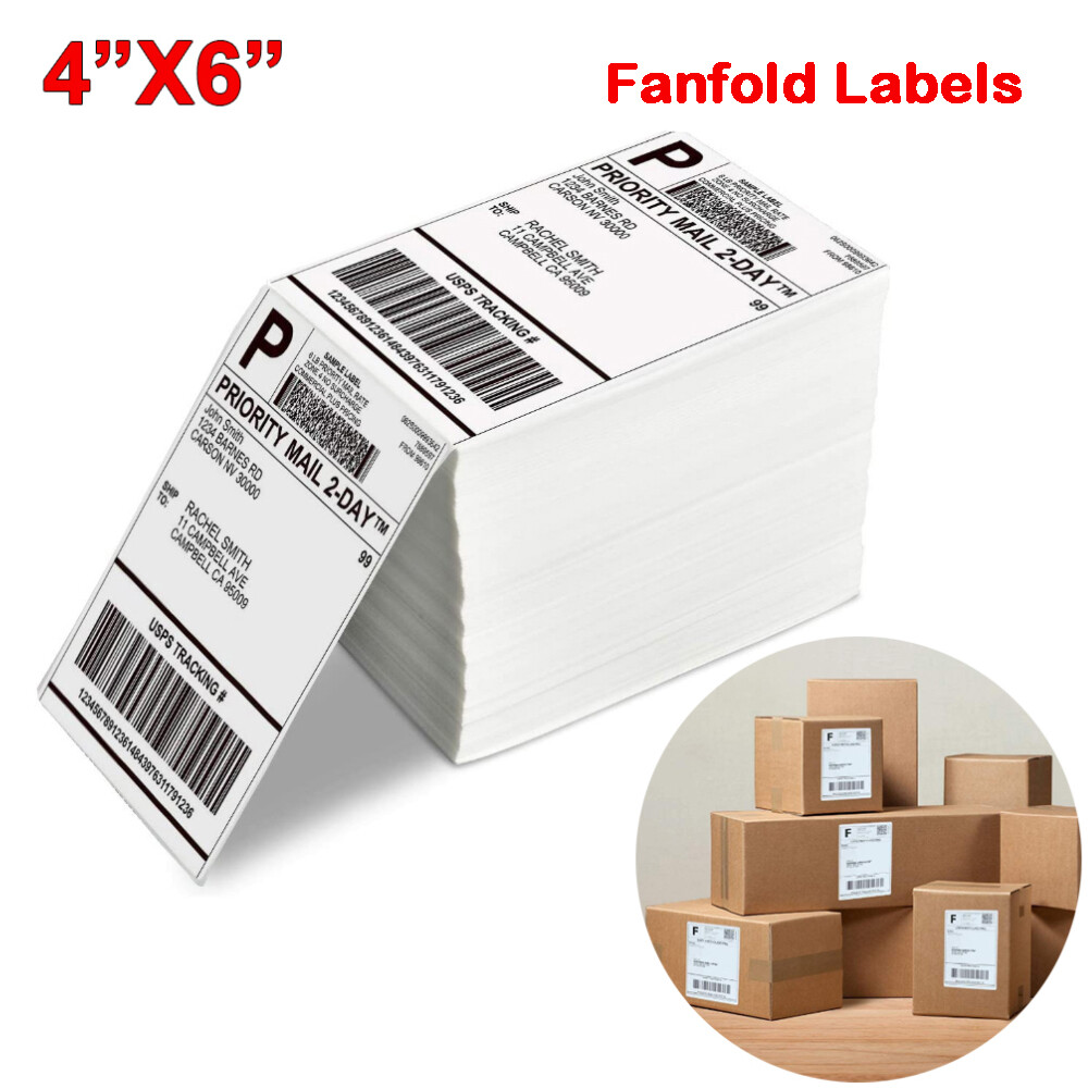 100-1000 4×6 Fanfold Direct Thermal Shipping Labels for Zebra & Rollo Printer US
