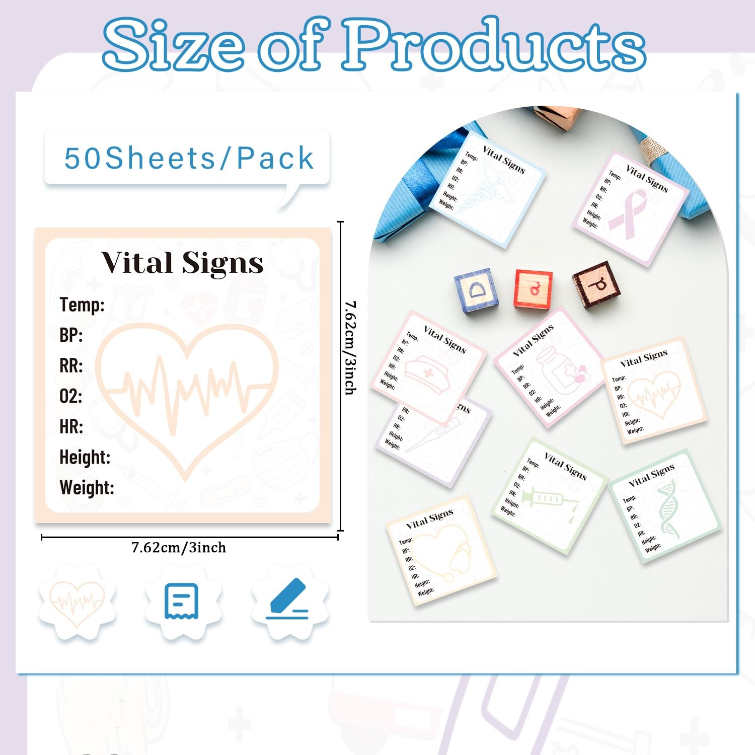 Vital Signs Sticky Notes Gifts, 9 Pack Vitals Signs Notepad 3×3 Inch, Nurse D…