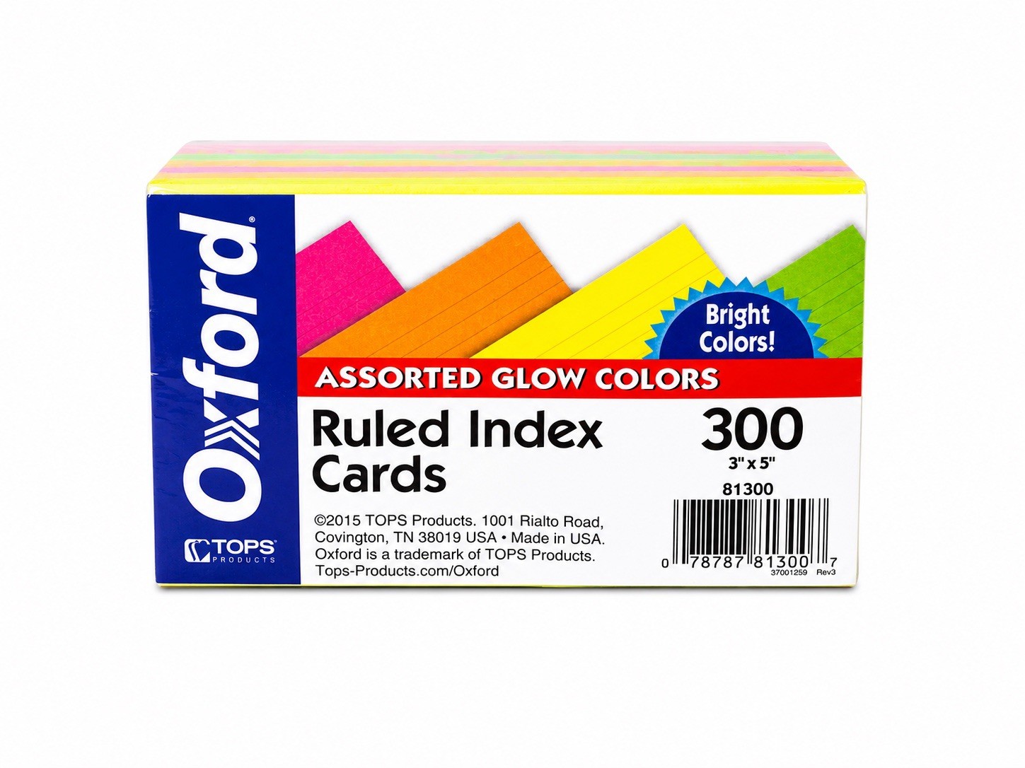 Oxford Neon Index Cards, 3″ X 5″, Ruled, Assorted Colors, 300 Total Cards