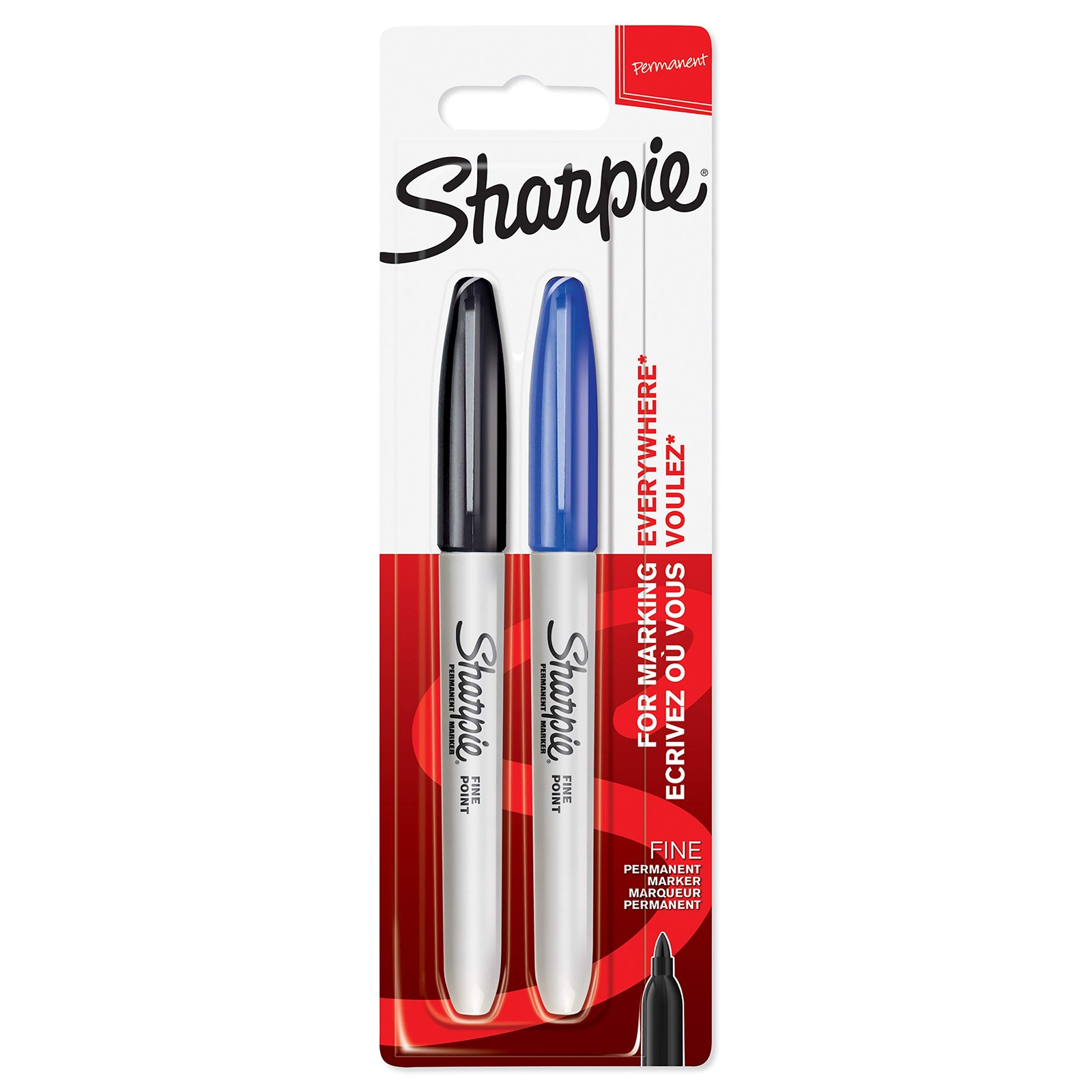 Permanent Markers Fine Point Black Blue Ink Marker Pens 2pcs Set