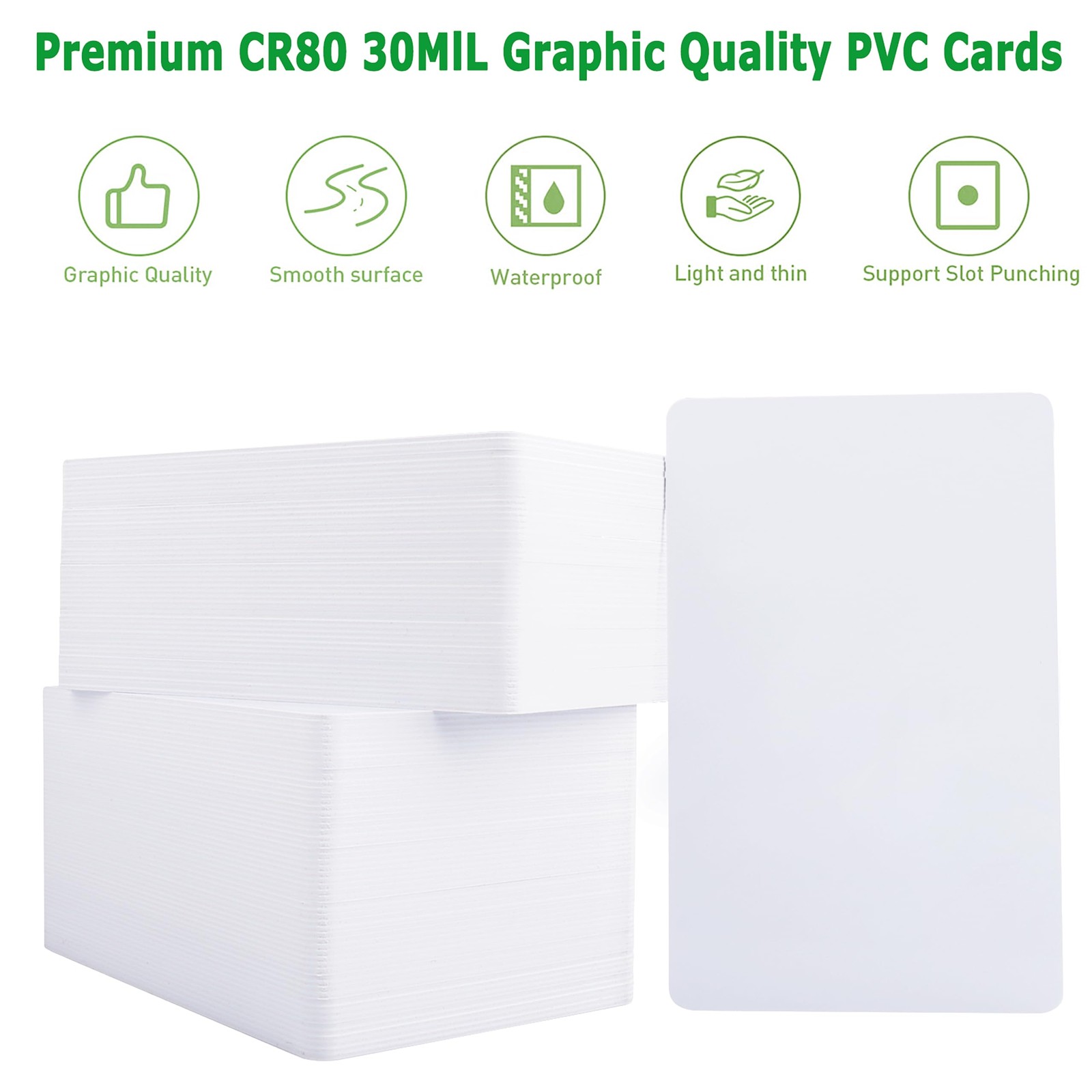 250 PCS Premium Blank PVC Graphic ID Cards CR80 30 Mil White Plastic Printer