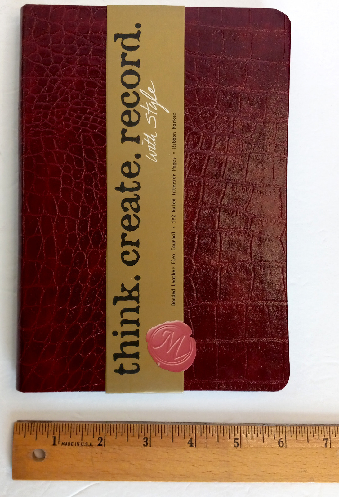 Notebook 192 Pages Ruled Bonded Leather Brown Markings by C.R. Gibson Blank
