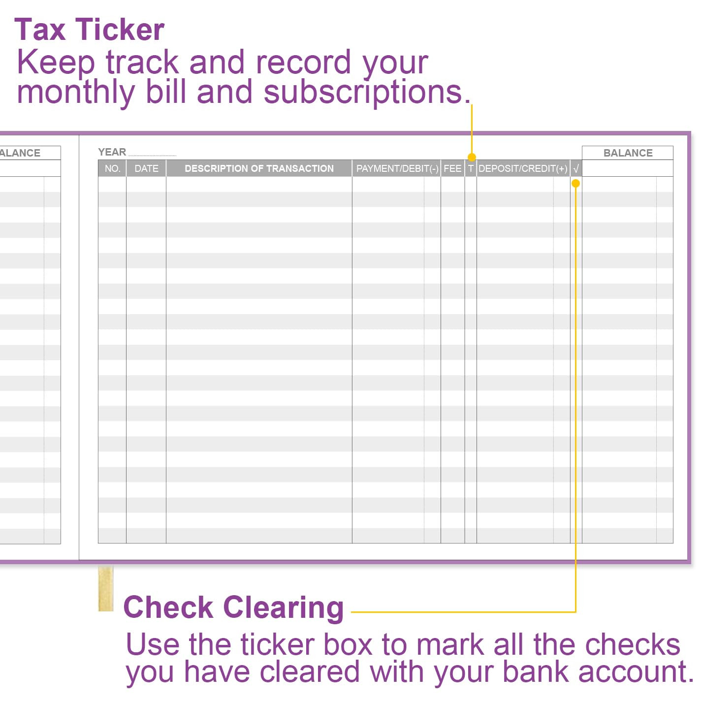 Heveboik Check Registers for Personal Checkbook – 7″ x 10″ Checkbook Register fo