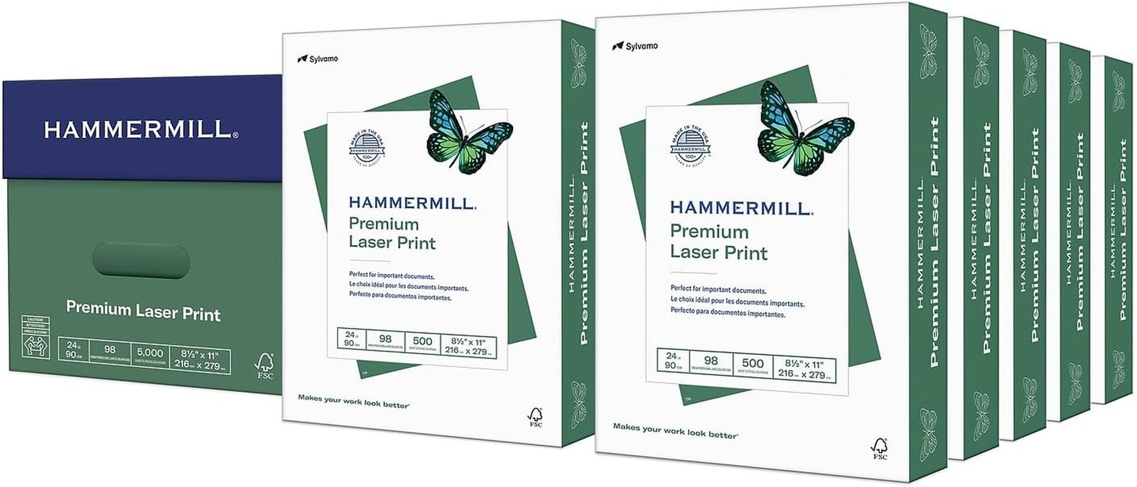 Printer Paper, Premium Laser Print 24 Lb, 8.5 X 11-10 Ream (5000 Sheets) – 98 Br