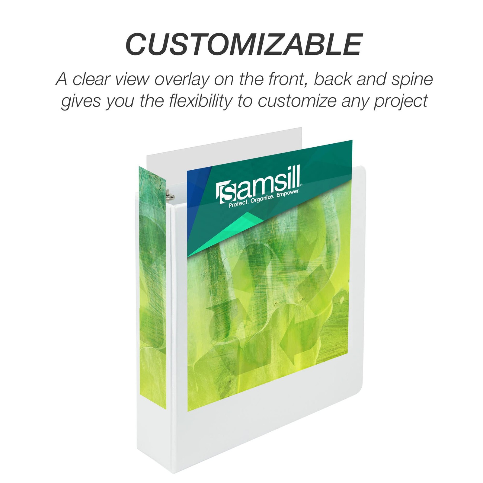 Eco-Friendly 3 Inch White 3 Ring Binder Durable Recyclable Plant Based Material