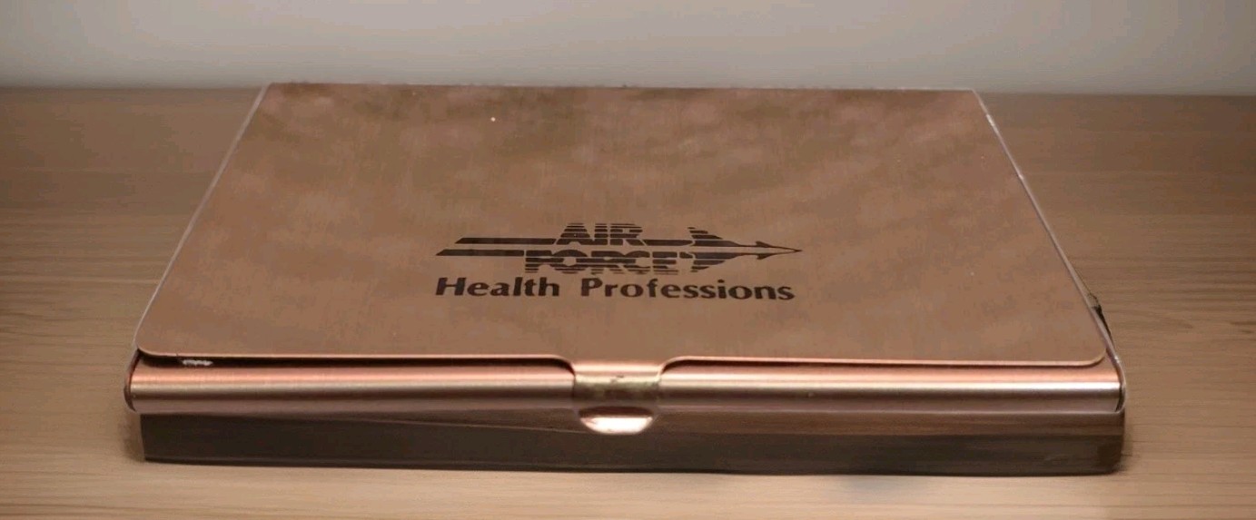 Vintage Air Force Gold Brass Business Card Holder