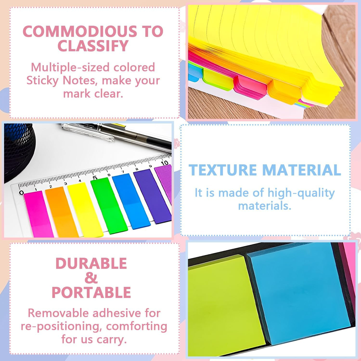 Sticky Notes Set 710 Pack, Divider Sticky Notes Tabs, Office Supplies, Planner S