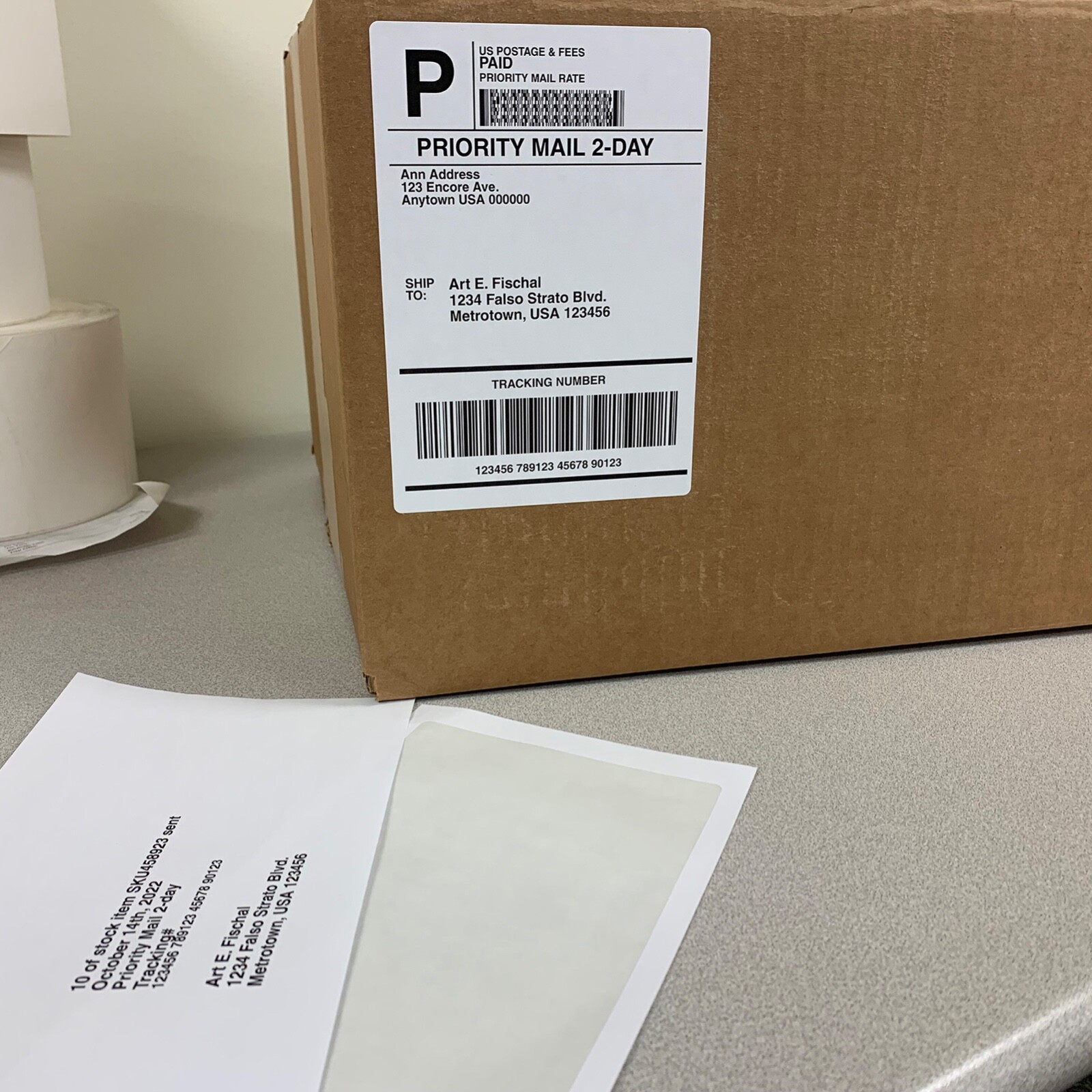 100 Laser /Ink Jet Labels Click-N-Ship with Tear Off Receipt -Perfect for USPS!