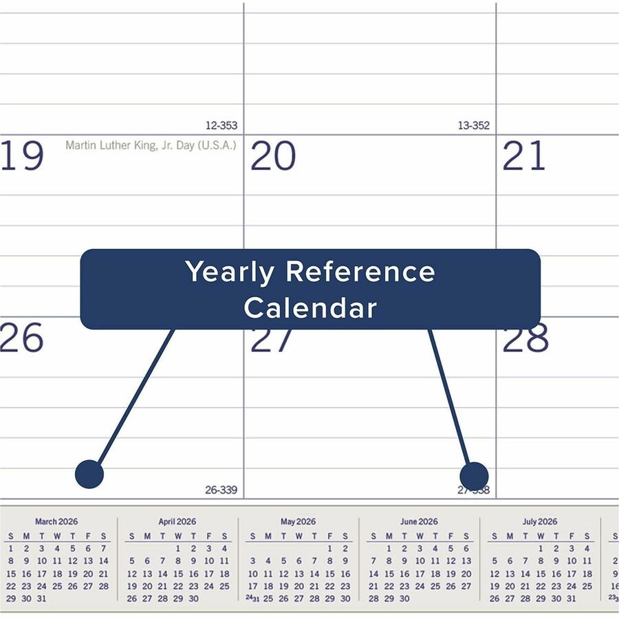 Blueline DuraGlobe Monthly Desk Pad Calendar, 22″ x 17″ , English (c177227)