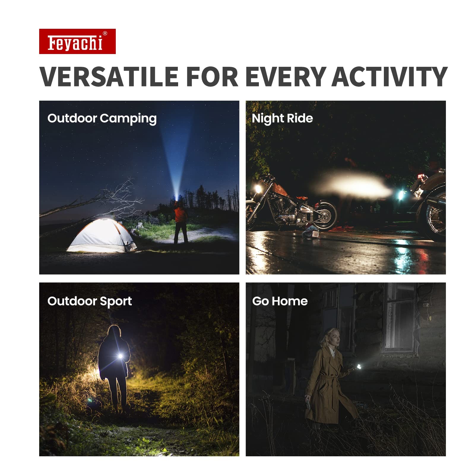Feyachi Picatinny Tactical Flashlight 1200 Lumens, Mounted, Black