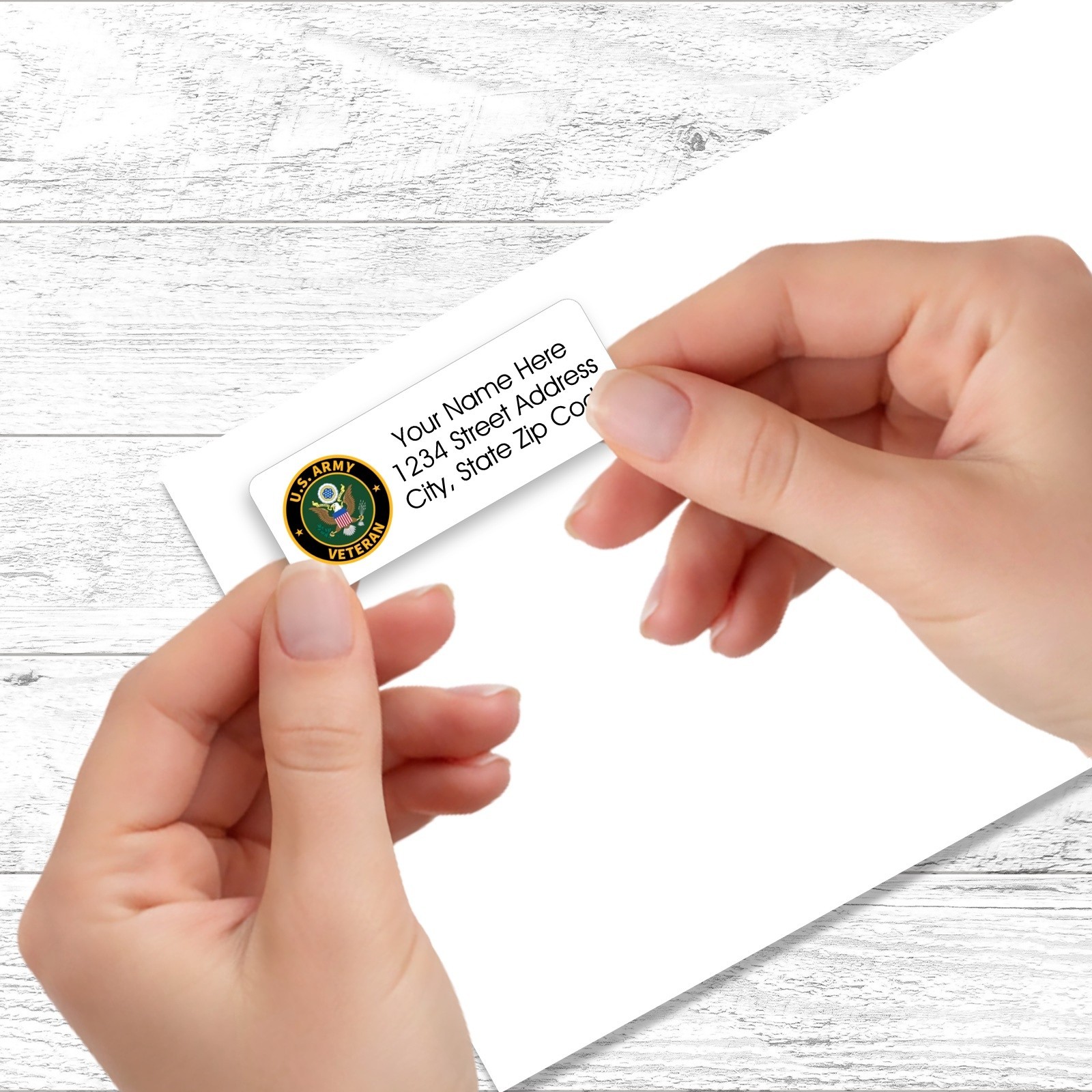 60 Return Address Labels Personalized Printed 3/4 x 2 1/4 Military Veteran