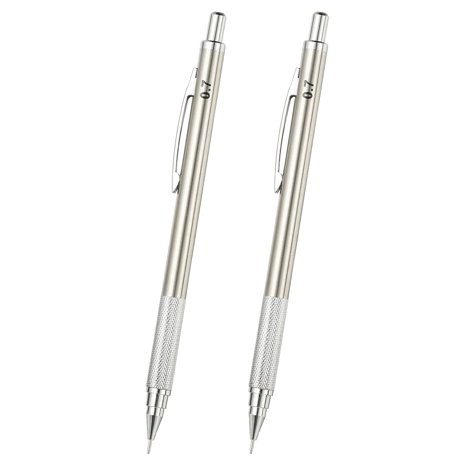 2Pcs Mechanical Pencil 0.7mm Medium Point for Drawing Silver