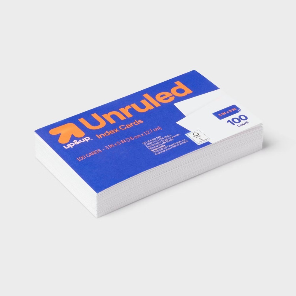 100ct 3" x 5" Unruled Index Cards White – up&up: Paper Basics