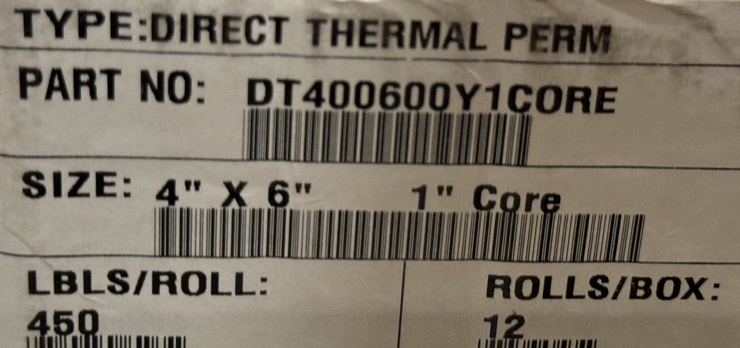 12 ZEBRA 4×6 COLOR (4″ x 6″) YELLOW Direct Thermal Labels 1″ Core (12) Rolls 450