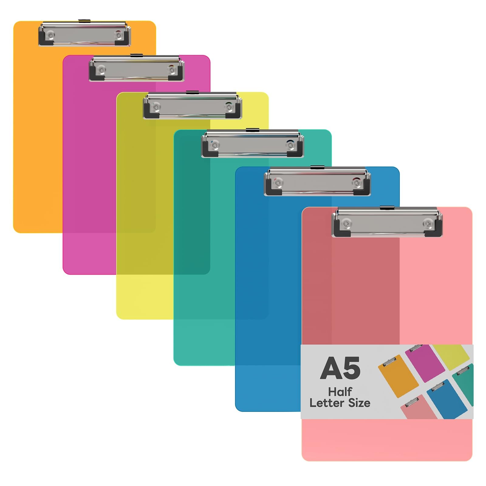6 PCS 6×9 Small Plastic A5 Clipboard Set With Low Profile Clip