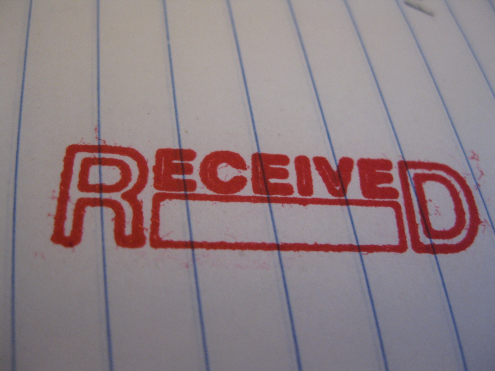 Office Max Pre-inked “RecieveD” Rubber Stamp – Red Ink