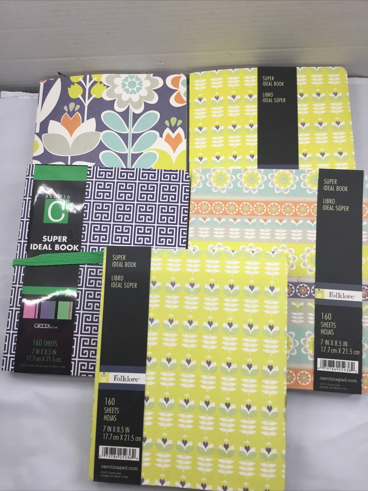 Lot 5 Fancy Notebooks Journals Diary Idea Book 160 Pages NOS
