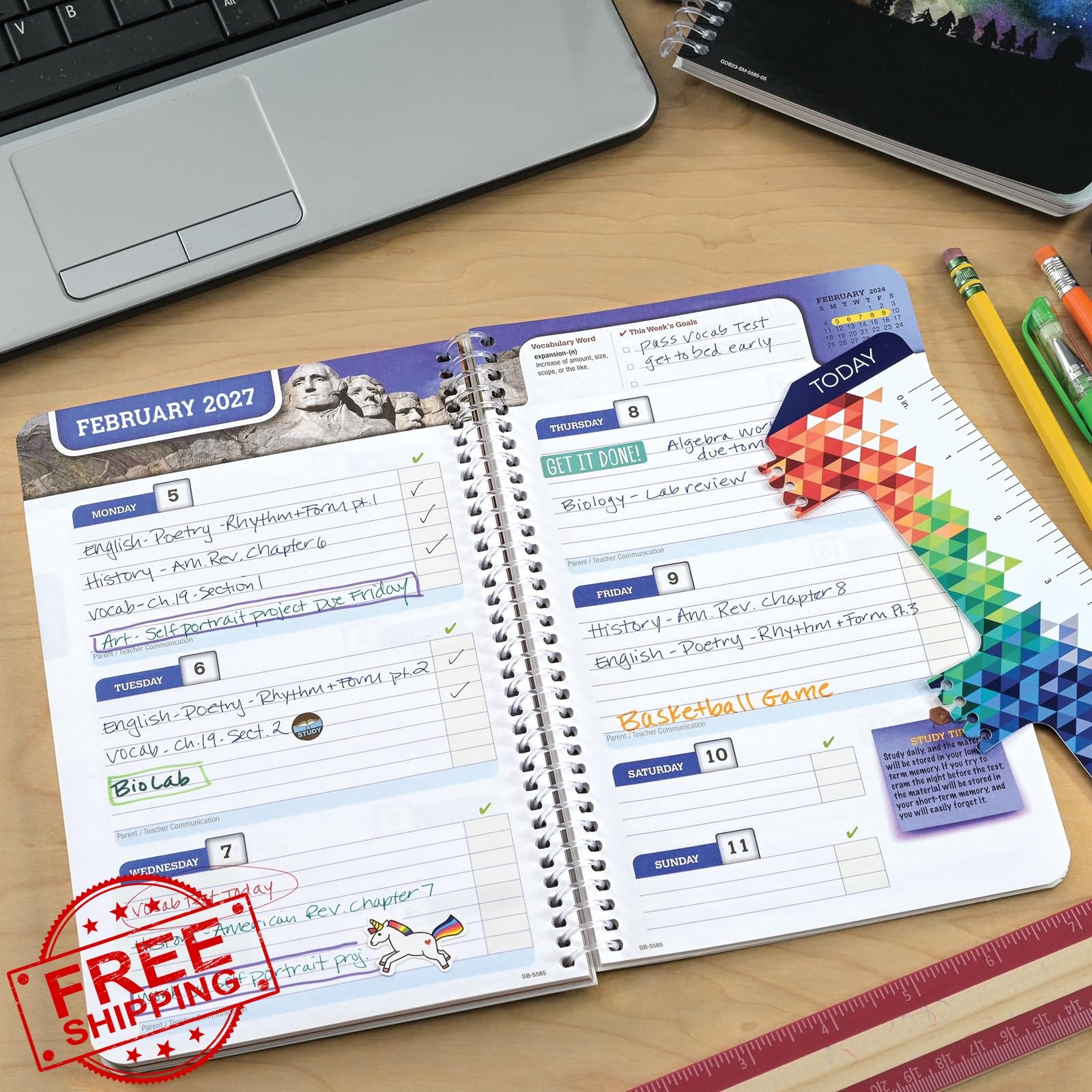 Global Datebooks 2026-2027 5.5″x8.5″ Academic Planner Blue